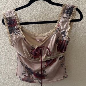 Floral Lace Trim Top